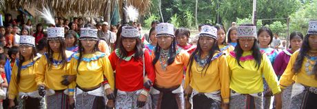 Indianen die het Evangelie hebben leren kennen. De Shipibo stam in Peru.